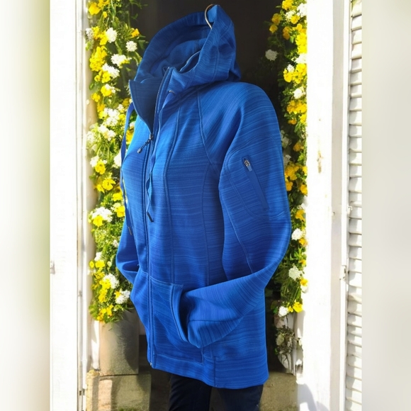 90 Degree Royal Blue Zippered Hoodie - Picture 2 of 10